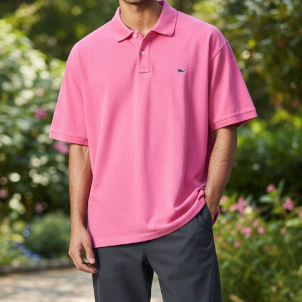 Vineyard Vines Pink Classic Pique Polo Shirt Men’s XL Preppy Whale Logo